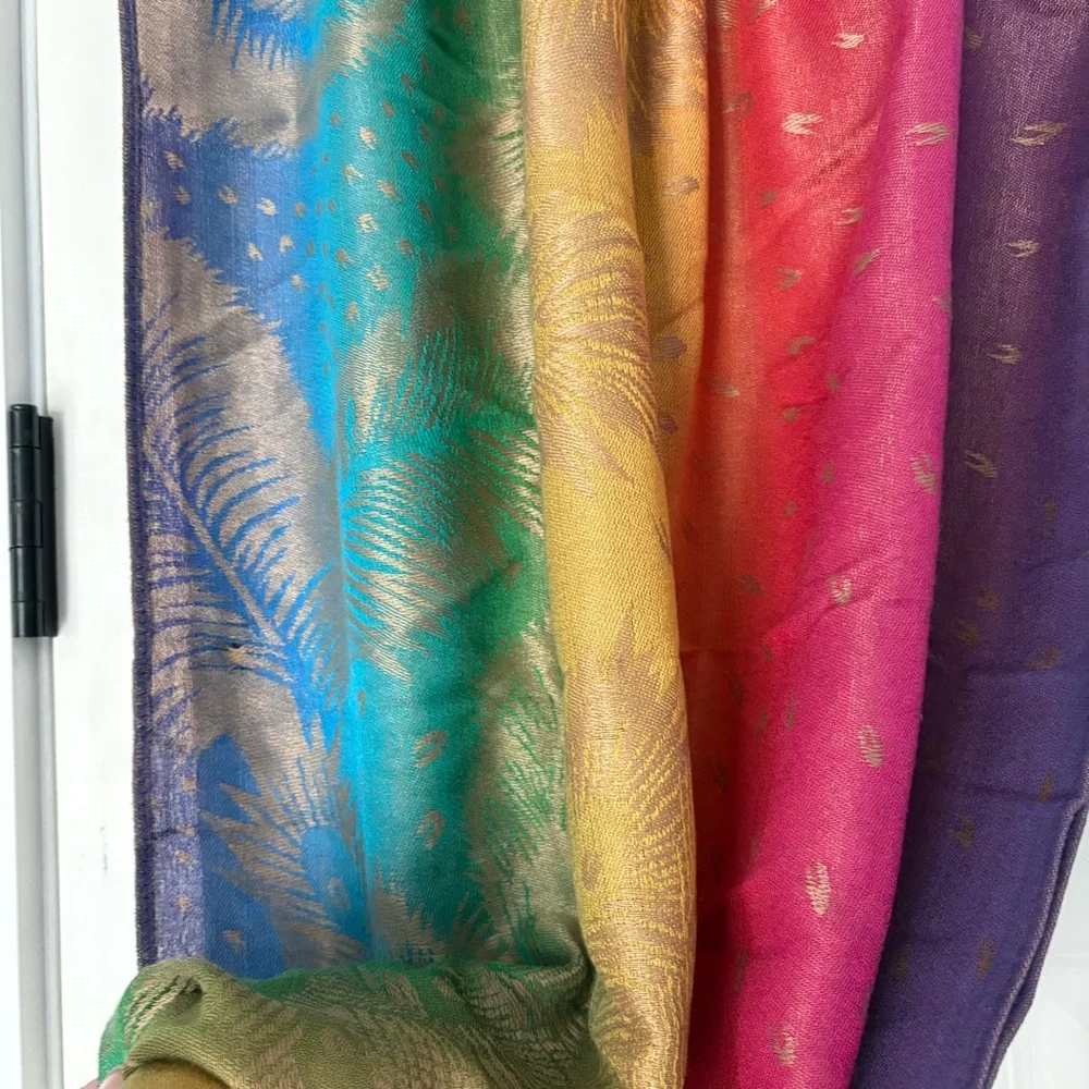 100% Cashmere Multicolor Pashmina Scarf - Picture 3 of 6